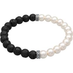 KUZZOI Męskie korale Lava z syntetycznymi perłami w srebrze próby 925 Sterling Silver Biżuteria męska 1 ct