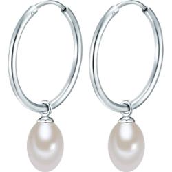 Valero Pearls Srebrne kolczyki kreole srebro wysokiej próby Perła hodowlana słodkowodna srebrny Kolczyki koła 1 ct Damski
