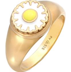 Elli Damski Sygnet Stokrotka Trend z emalią w pozłacanym srebrze próby 925 Sterling Silver Pierścionki 1 ct