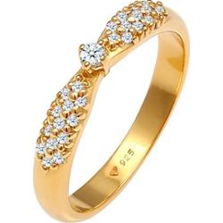Elli DIAMONDS Damski zaręczynowy glamour z diamentami (0.16 ct) pozłacane srebro 925 Sterling Silver Pierścionki 1 ct