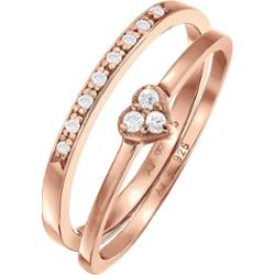 Elli Damskie serce Memoire zestaw 2 częściowy z kryształami cyrkonii w srebrze 925 Sterling Silver Pierścionki 1 ct