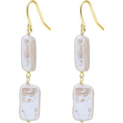 Valero Pearls Kolczyki wiszące z perłą srebro wysokiej próby Perła hodowlana słodkowodna żółte złoto 1 ct Damski