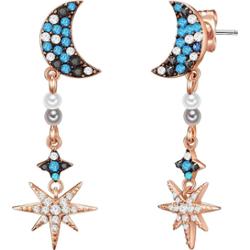 Lulu & Jane Półksiężyc/gwiazda Mosiadz Zdobienie kryształkami Swarovski® Perła (synt.) Kolczyki 1 ct Damski