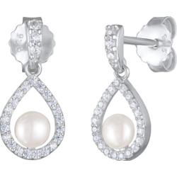 Nenalina Damskie kolczyki w kształcie kropli z perłą hodowlaną słodkowodną i cyrkoniami ze srebra próby 925 Sterling Silver Kolczyki 1 ct