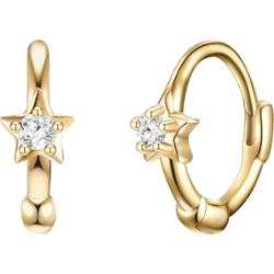 Glanzstücke München Srebrne kolczyki kreole Gwiazda srebro wysokiej próby Cyrkonia żółte złoto Kolczyki 1 ct Damski