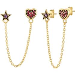 Glanzstücke München Kolczyki Serce/gwiazda z Srebro wysokiej próby w Żółte złoto 1 ct Damski