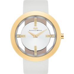 Rhodenwald & Söhne Zegarek kwarcowy Lucrezia żółte złoto Skóra naturalna Kremowy Zegarki damskie 1 ct Damski