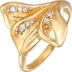 Elli Damski pierścionek z organicznym wzorem liści z cyrkoniami, wykonany z pozłacanego srebra próby 925 Sterling Silver Pierścionki 1 ct