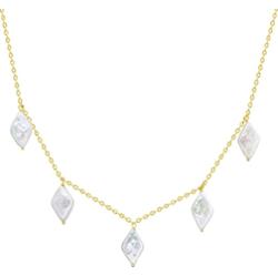 Valero Pearls Naszyjnik z pereł srebro wysokiej próby Perła hodowlana słodkowodna żółte złoto Naszyjniki 1 ct Damski