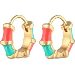 Elli Damskie Kreolki kolorowy Trend z emalią w pozłacanym srebrze próby 925 Sterling SIlver Kolczyki koła 1 ct