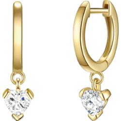 Glanzstücke München Srebrne kolczyki kreole Serce srebro wysokiej próby Cyrkonia żółte złoto Kolczyki koła 1 ct Damski