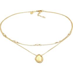 Elli PREMIUM Damski wisiorek choker z perłą hodowlana słodkowodną z pozłacanego srebra próby 925 Sterling Silver Naszyjniki 1 ct