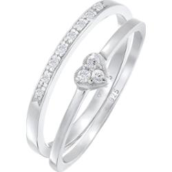 Elli Damskie serce Memoire zestaw 2 częściowy z kryształami cyrkonii w srebrze 925 Sterling Silver Pierścionki 1 ct