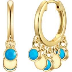 Glanzstücke München Srebrne kolczyki kreole srebro wysokiej próby turkusowy żółte złoto Kolczyki 1 ct Damski