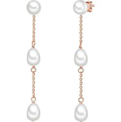 Valero Pearls Kolczyki wiszące z perłą srebro wysokiej próby Perła hodowlana słodkowodna różowe złoto 1 ct Damski