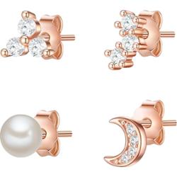 Glanzstücke München Srebrne kolczyki sztyfty srebro wysokiej próby Cyrkonia Perła hodowlana słodkowodna różowe złoto Kolczyki 1 ct Damski