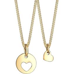 Elli Damski zestaw serce wycięte zawieszka dla mamy i dziecka miłość w pozłacanym różowym złotem srebrze 925 Sterling Silver Naszyjniki 1 ct