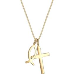 Elli Damski wisiorek Krzyż Rybka wykonany z srebra próby 925 Sterling Silver Naszyjniki 1 ct