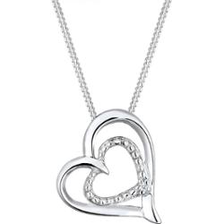 Elli DIAMONDS Damski dowód miłości w kształcie serca z diamentem (0,015 ct.) ze srebra próby 925 Sterling Silver Naszyjniki 1 ct