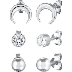 Elli Zestaw Kolczyków Damskie Szklane Kryształy Księżyca Xirius Szlifowane Białe 925 Sterling Silver Astro Kolczyki 1 ct