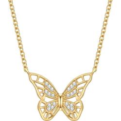 Rafaela Donata Łańcuszek Motyl Srebro wysokiej próby Żółte złoto Naszyjniki 1 ct Damski