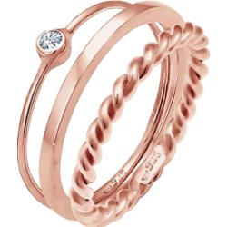 Elli Zestaw damski pasjans Basic Twisted z kryształem ze srebra próby 925 Pierścionki 1 ct Damski