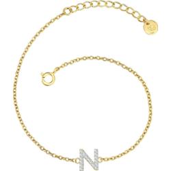 Glanzstücke München Bransoletka Litera R z Srebro wysokiej próby w Żółte złoto Bransoletki 1 ct Damski