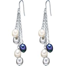 Valero Pearls Kolczyki wiszące z perłą srebro wysokiej próby Perła hodowlana słodkowodna srebrny 1 ct Damski