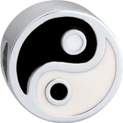 KUZZOI Kuzzoi Charm Męski Ying Yang Emalia Czarny Biały 925 Sterling Silver Biżuteria męska 1 ct Męskie