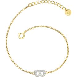 Glanzstücke München Bransoletka Litera R z Srebro wysokiej próby w Żółte złoto Bransoletki 1 ct Damski