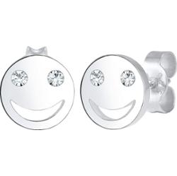 Elli Damskie kolczyki do uszu z uśmiechniętą buzią i kryształem ze srebra próby 925 Kolczyki 1 ct