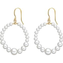 Valero Pearls Kolczyki wiszące z perłą srebro wysokiej próby Perła hodowlana słodkowodna żółte złoto 1 ct Damski