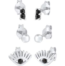 Elli Damskie Kolczyki sztyfty Evil eye zestaw3- częściowy z kryształami w srebrze próby 925 1 ct