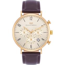 Rhodenwald & Söhne Chronograf Arakon żółte złoto Skóra naturalna Brazowy Zegarki damskie 1 ct Męskie