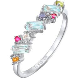 Elli PREMIUM Damski kolorowy glamour z peridotem, topazem i kamieniem księżycowym w pozłacanym srebrze próby 925 Sterling Silver Pierścionki 1 ct