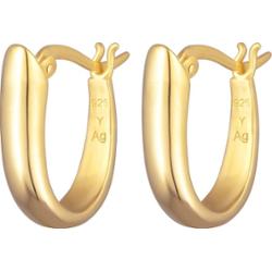 Elli Damskie kolczyki kreole kółka owalne zapięcie ze srebra próby 925 Sterling Silver Kolczyki 1 ct