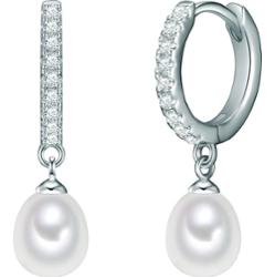Valero Pearls Srebrne kolczyki kreole srebro wysokiej próby Cyrkonia Perła hodowlana słodkowodna żółte złoto Kolczyki koła 1 ct Damski