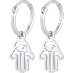 Elli Elli Kolczyki Damskie kreole Ręka Fatimay symbol ochrony w srebrze próby 925 Sterling Silver Kolczyki koła 1 ct