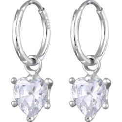 Elli Kobiety Serce Cyrkonie Kryształy Szlifowane Serce Biały 925 Sterling Silver Kolczyki koła 1 ct Damski