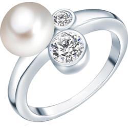 Valero Pearls Pierścionek z perłą srebro wysokiej próby Cyrkonia Perła hodowlana słodkowodna srebrny Pierścionki 1 ct Damski