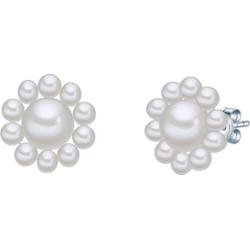 Valero Pearls Kolczyki sztyfty z perłą Kwiat srebro wysokiej próby Perła hodowlana słodkowodna srebrny 1 ct Damski