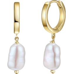 Glanzstücke München Srebrne kolczyki kreole srebro wysokiej próby Perła hodowlana słodkowodna żółte złoto Kolczyki koła 1 ct Damski
