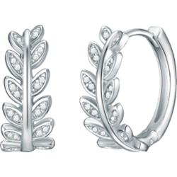 Rafaela Donata Srebrne kolczyki kreole Mieniące się liście srebro wysokiej próby Cyrkonia srebrny Kolczyki 1 ct Damski