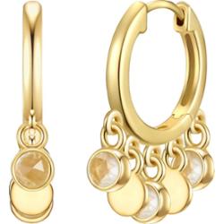 Glanzstücke München Srebrne kolczyki kreole srebro wysokiej próby Kamień księżycowy żółte złoto Kolczyki 1 ct Damski