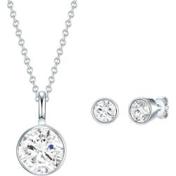 Rafaela Donata Komplet z kryształami Swarovski® srebro wysokiej próby zdobiony kryształkami Swarovski® żółte złoto Zestawy 1 ct Damski