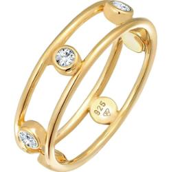 Elli Podwójne damskie eleganckie z kryształami w srebrze próby 925 sterling silver Pierścionki 1 ct Damski