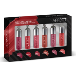 Affect Zestaw 6 mini pomadek long lasting liquid Zestawy kosmetyków do makijażu 1 ct 1 szt.