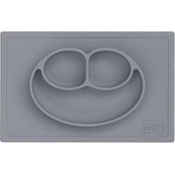 EZPZ EZPZ Silikonowy talerzyk z podkładką 2w1 Happy Mat szary Akcesoria 1 ct