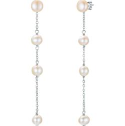 Valero Pearls Srebro wysokiej pr óby Perła hodowlana słodkowodna Kolczyki 1 ct Damski