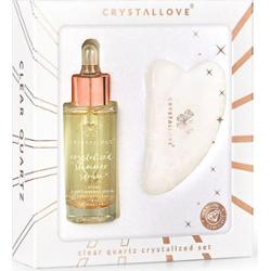 Crystallove Clear quartz crystalized set – serum do twarzy z kryształem górskim i płytka do masażu gua sha Zestawy do pielęgnacji twarzy 1 ct